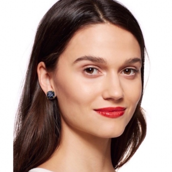 KATE SPADE • Black Squared Away Glitter Earrings - Picture 2 of 3